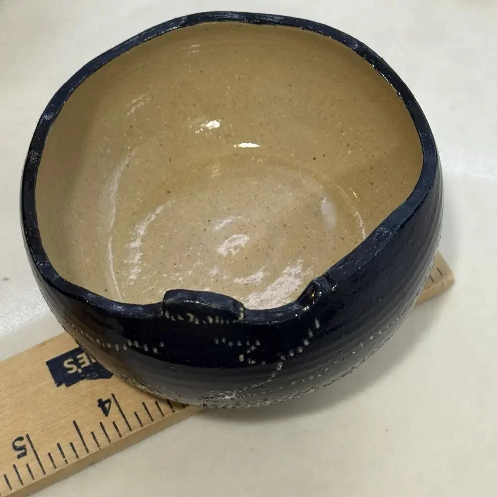 Sylvia Lawson NC Pottery Blue Sgrafitto Small Bowl Trinket Pilot Mountain 1993